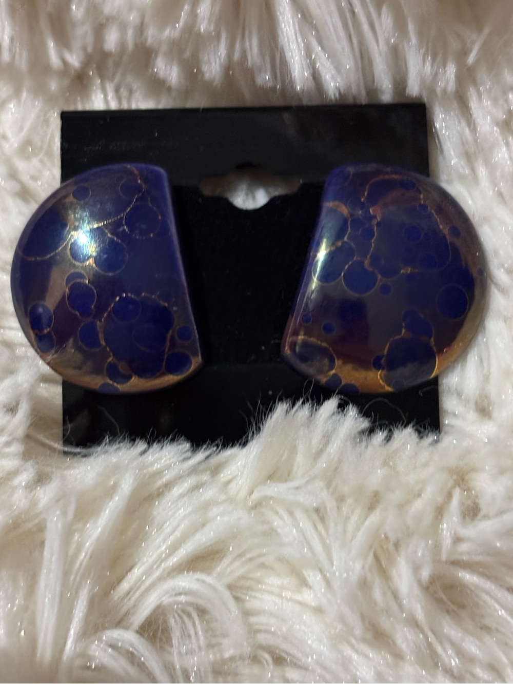 Purple and Gold Semicircular Statement Earrings